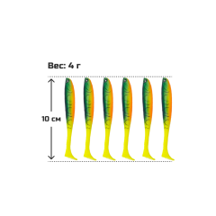 Силиконовые приманки 6 шт желто-зеленые